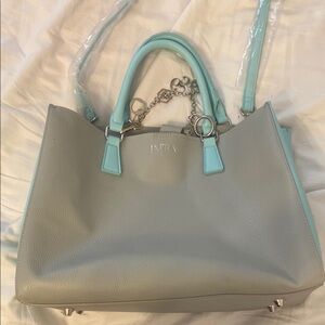 JAFRA Elegant Gray and Blue Shoulder Bag with Structured Design